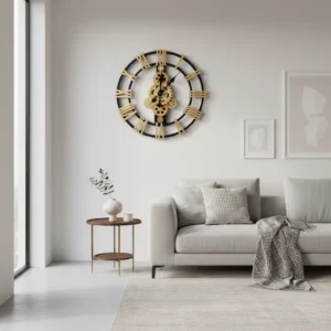 Reloj De Pared Vintage Transparente de 40cm Dorado