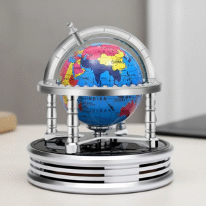 Ambientador Solar Para Auto Y Hogar, Diseño Globo Terráqueo, Gris