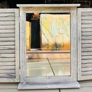 Espejo Con Puerta De Madera Rústico 60x42cm Gris