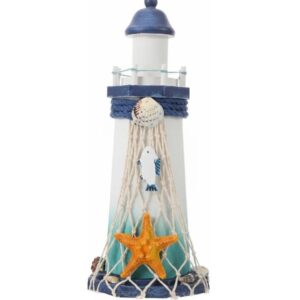 Decoración Marina: Faro Náutico De Madera 30x10cm