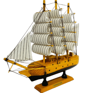 Adorno: Barco Velero De Madera 23cm, Color Madera natural