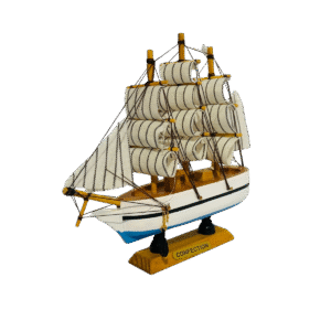 Adorno: Barco Velero De Madera 15cm, Color Blanco