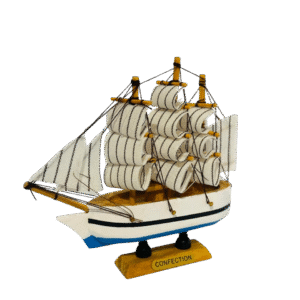 Adorno: Barco Velero De Madera 13cm, Color Blanco