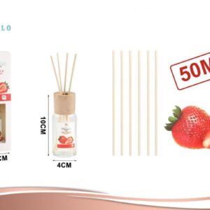 Pack 12 Difusores De Aromas Con Varillas 50ml - Frutilla