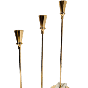 Set De 3 Candelabros O Porta Velas, Color Oro Dorado
