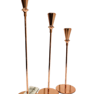 Set De 3 Candelabros O Porta Velas, Color Dorado Rosa