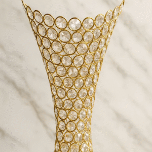 Candelabro Decorativo Dorado Con Cristales 20x35cm