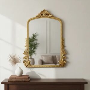 Espejo Decorativo Vintage Dorado, 50cm