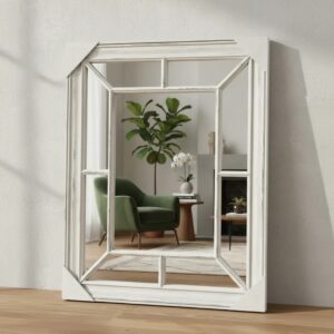 Espejo Decorativo Blanco 76 Cm De Pared Moderno