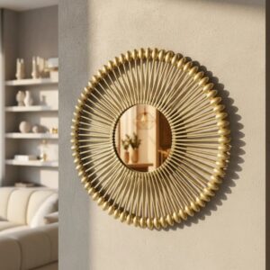 Set 3 Espejos Decorativos Redondos 25cm Dorado Oscuro