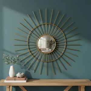 Espejo Decorativo Dorado 80cm, Diseño Sol