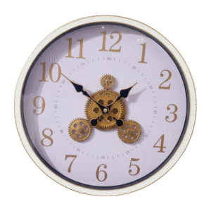 Reloj Decorativo De Pared Con Detalles Dorados 37cm, Color Blanco
