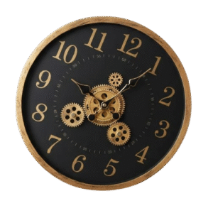 Reloj Decorativo De Pared Con Detalles Dorados 37cm, Color Negro