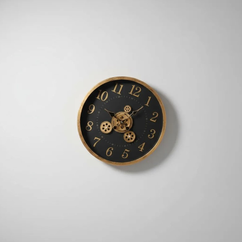 Reloj Decorativo De Pared Con Detalles Dorados 37cm, Color Negro ...