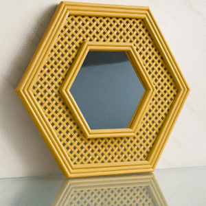 Espejo Hexagonal Con Marco Tejido 50x43.5x2cm