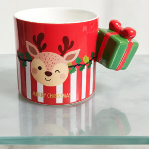 Taza Navideña Con Diseño De Regalo En 3D Color Rojo