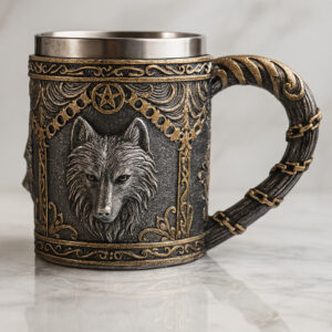 Tazon - Taza Termica De Acero Con Diseño De Lobo En 3D