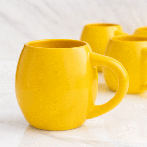 Set De 12 Piezas Tazas De Ceramica Modernas, Color Amarillo