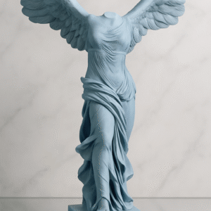 Estatua De Diosa Con Alas, Color Azul