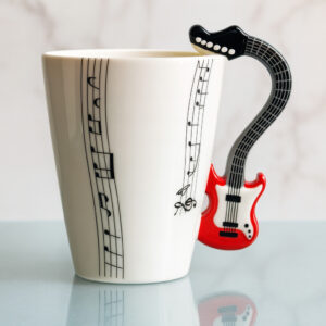 Taza Con Diseño Musical Y Asa De Guitarra En 3D