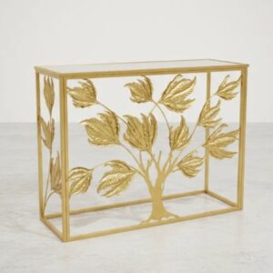 Mesa De Arrimo Elegante, Diseño Árbol De La Vida Dorado