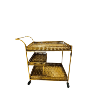 Mesa De Arrimo Con Ruedas Elegante, Color Dorado