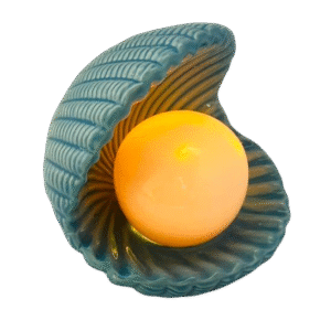 Mini Lámpara De Céramica 9cm, Diseño Concha Celeste
