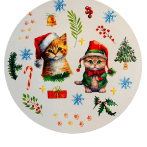 Set 3 Platos Plásticos De Navidad: Gatitos (Modelo 15)