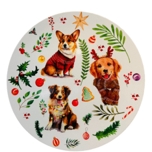 Set 3 Platos Plásticos De Navidad: Perritos (Modelo 17)
