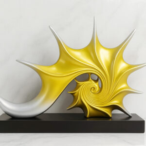 Escultura De Antigua Concha De Plata, Color Dorado