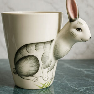 Taza De Porcelana Con Diseño De Conejo En 3D