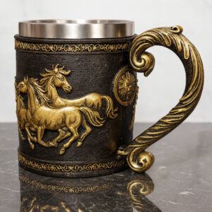 Tazon - Taza Termica De Acero Con Caballos Y Espada En 3D 475ml