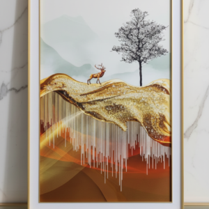 Cuadro de Ciervo en Paisaje Dorado Elegante 60x90cm