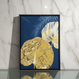 Cuadro Minimalista Azul y Dorado 30x40cm