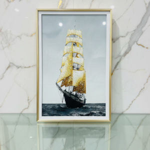 Cuadro Velero Dorado con Cristales Moderno 40x60cm