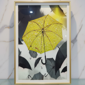 Cuadro Diseño de Paraguas Amarillo con Cristales 40x60cm