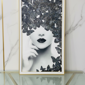 Cuadro Minimalista De Rostro Y Mariposas 80x140cm