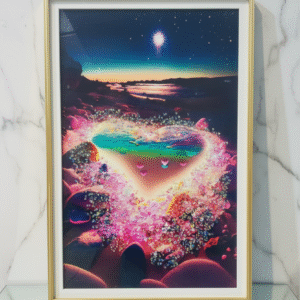 Cuadro Diseño de Corazon con Cristales Minimalista 40x60cm