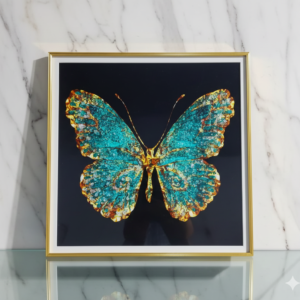 Cuadro Mariposa Turquesa Dorada 60x60cm
