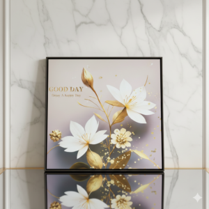 Cuadro de Flor Blanca Minimalista 60x60cm