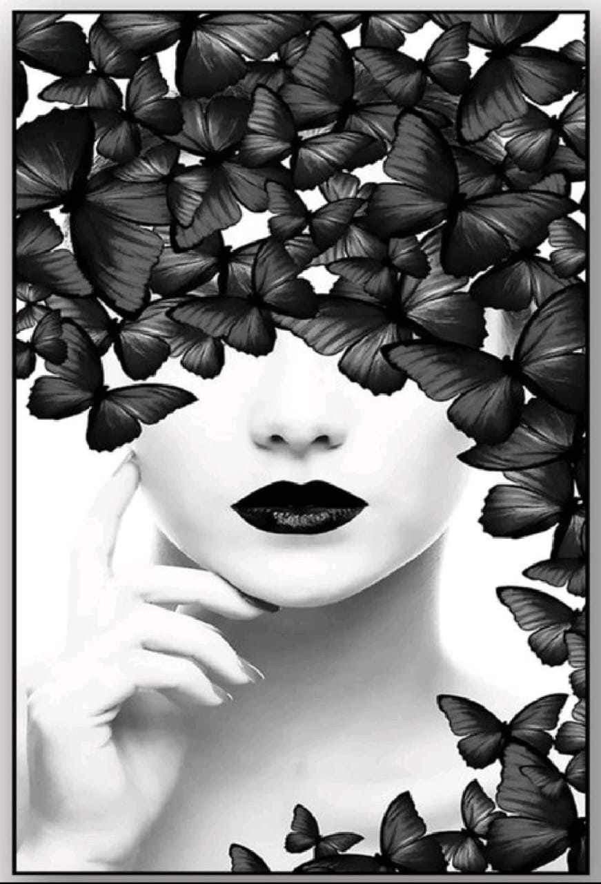 Cuadro Minimalista De Rostro Y Mariposas 80x140cm - Imagen 4