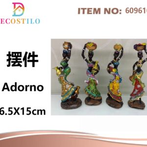 4 adornos de resino mujeres africanas 6.5x15 cm