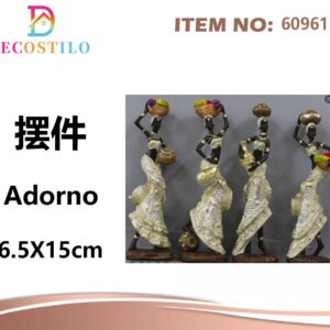 4 adornos de resina mujeres africanas 6.5x15 cm
