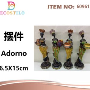 4 adornos de resina mujeres africanas 6.5x15 cm